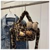 Leopard Print Fuzzy Retro Bucket Shoulder Bag, Large Capacity, Winter 2025 Women's Crossbody Underarm Bag
