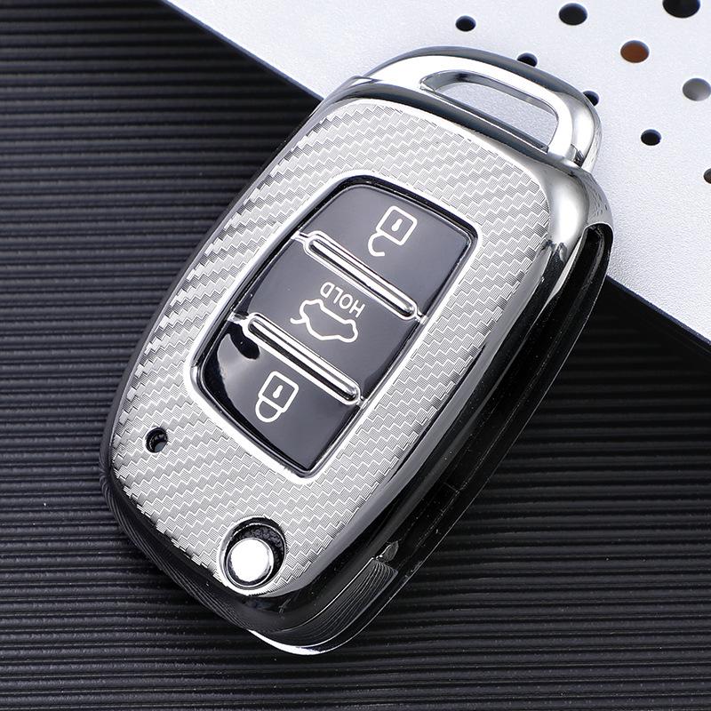 Hyundai Key Cover for Elantra, Mistra, Ix25, Tucson, Sonata 9 - Car Key Case with Shell and Buckle