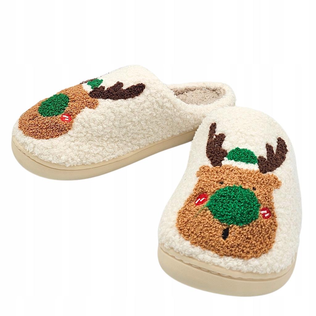 Women's Christmas Slippers Warm Home Slippers With Reindeer Size 37-38