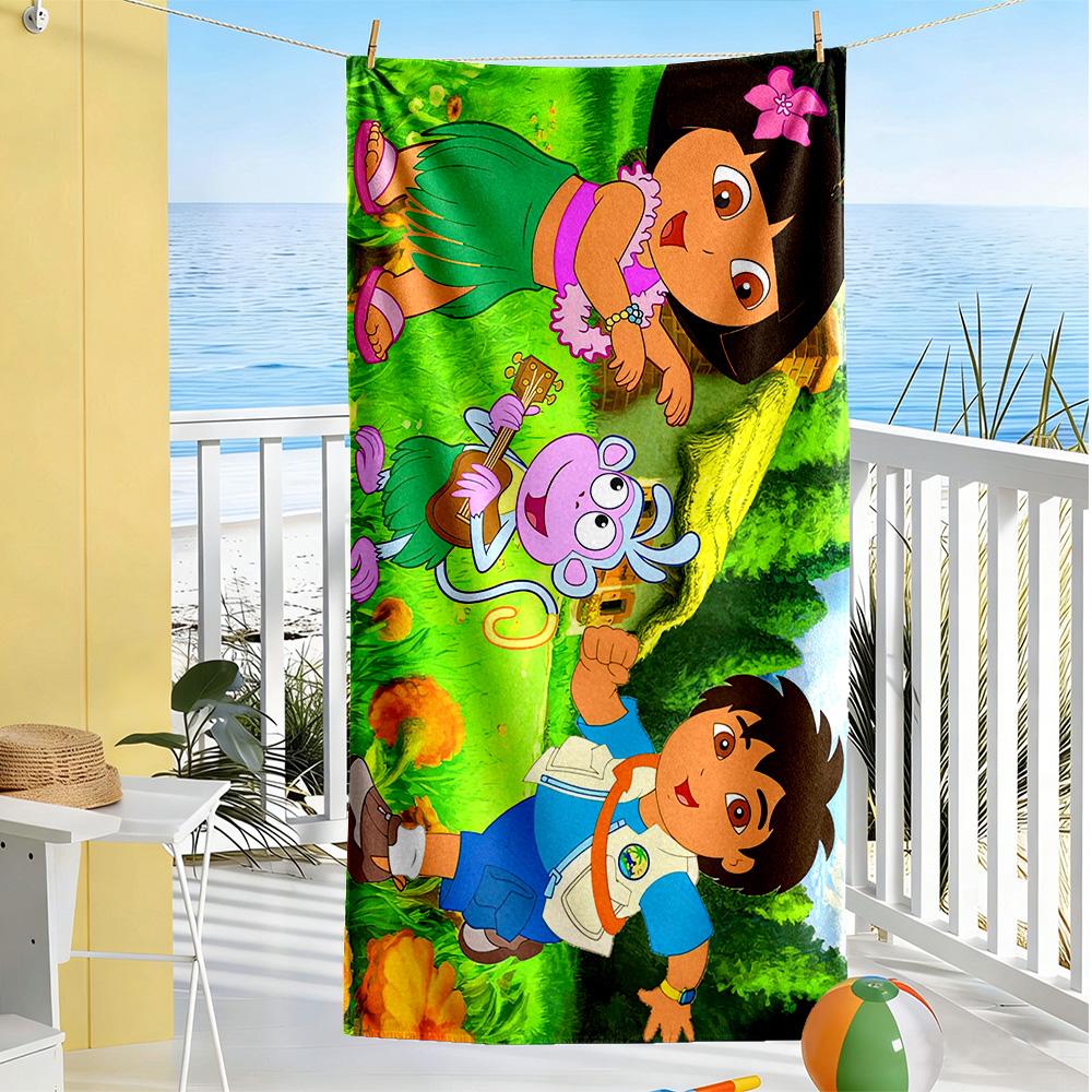 Dora Explorer Beach Towel Soft Durable Quick-Dry Comfortable Lightweight Portable for Swimming,Beach,Camping, Travel, Beach Accessories,Gym