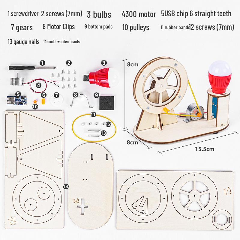 Student Hand-Crank Science Generator DIY Kit for Creative Experiments