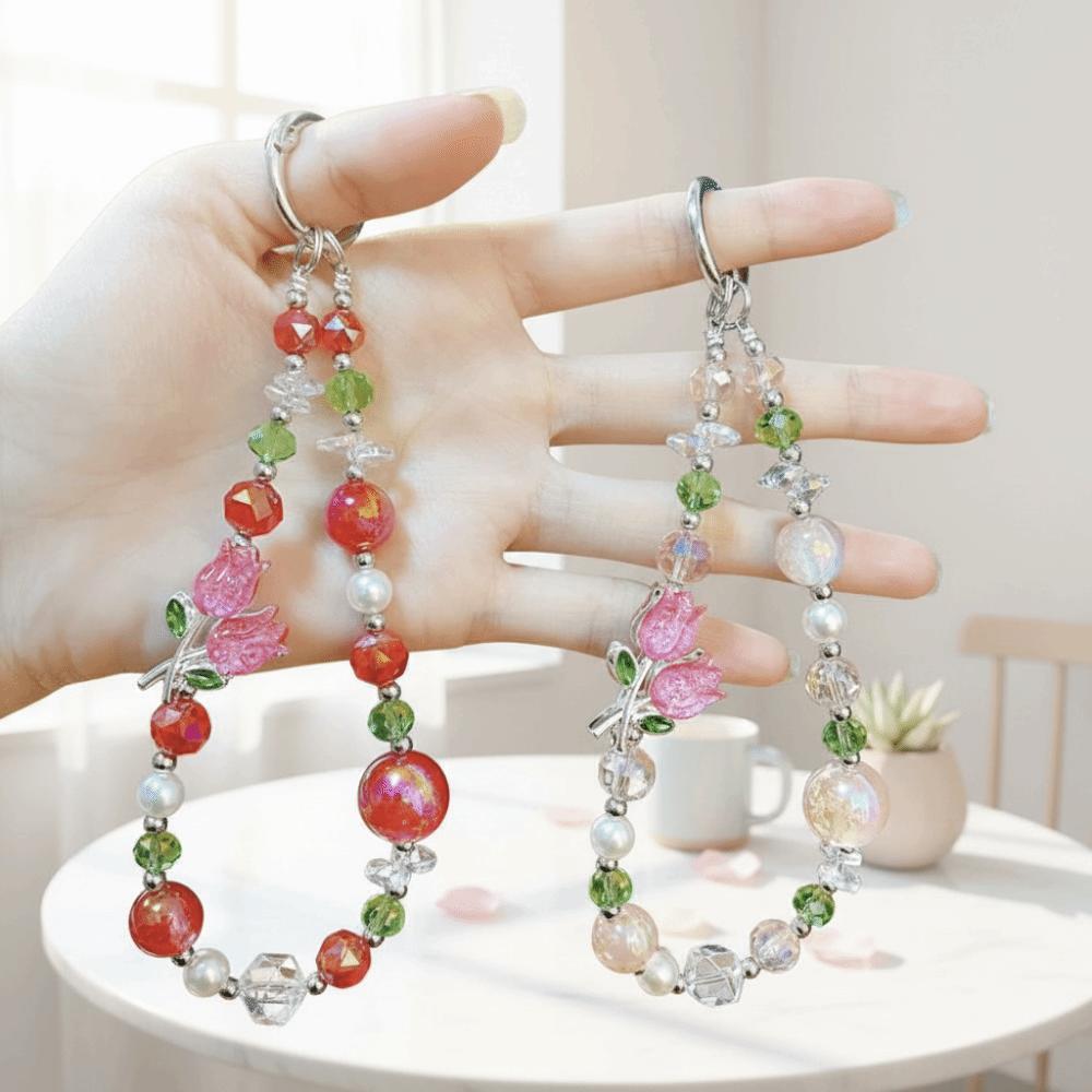 Wrist Chain Cell Phone Chain Pearl Mobile Phone Lanyard Crystal Bead Phone Strap  Women/Lady/Girl