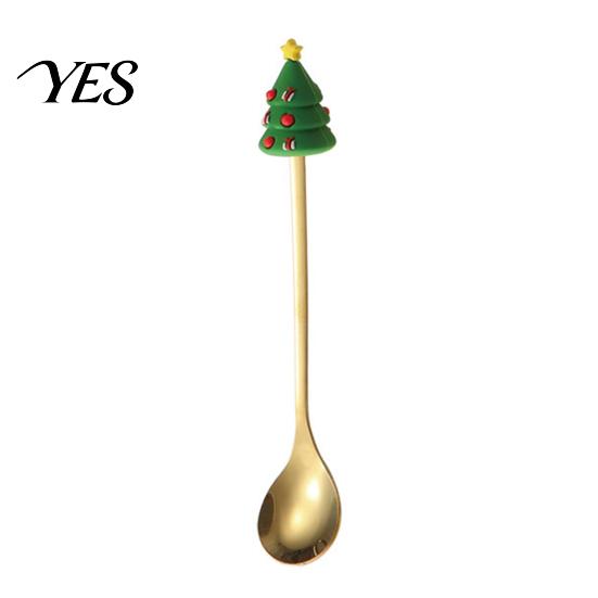 Rust Resistant Flatware Christmas Fork/Spoon, Durable Stainless Steel, with Cute 3D Doll Spoons Decor Utensil, for Festive Home Restaurant Steel Spoon
