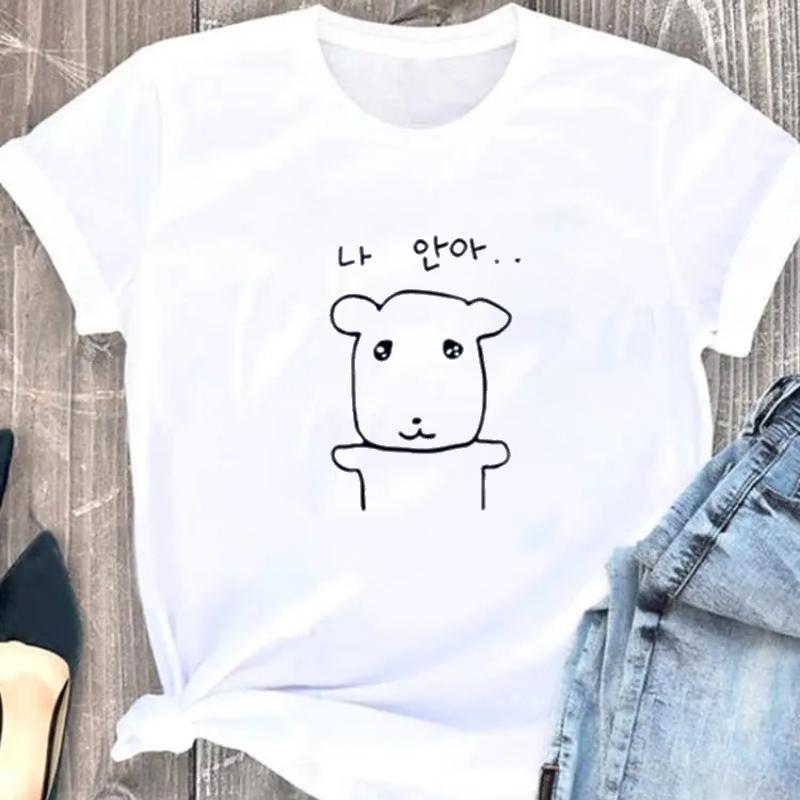 

Summer Womens Cute Slim Round Neck Tshirt Funny Harajuku Graphic Short Sleeve Casual Top Y2K Women Clothes S