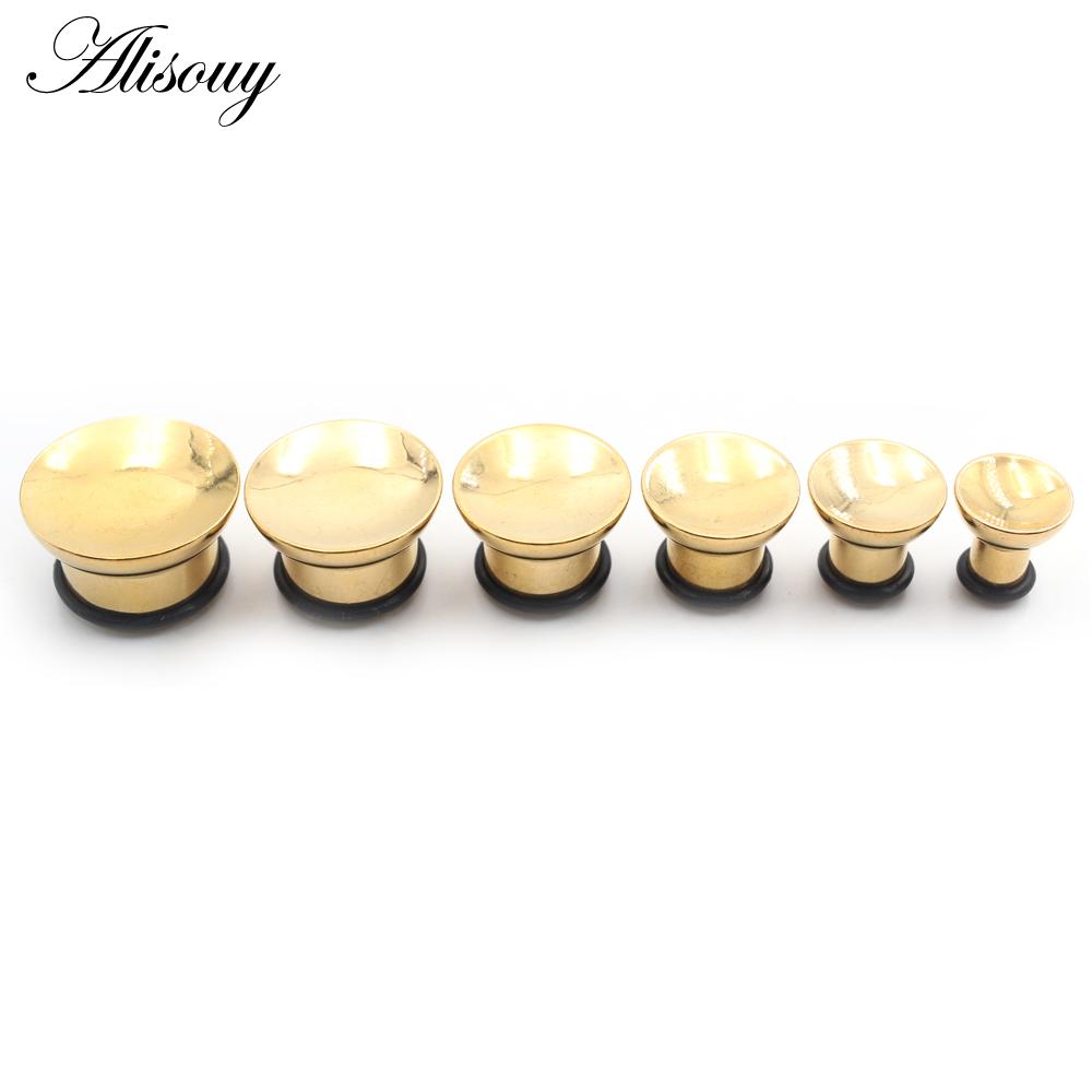 Alisouy 2 Stück konkave, hohle, schalenförmige Ohrstöpsel aus Edelstahl, ausgestellte Ohrstöpsel, Expander, Keilrahmen, Messgeräte, Piercing, Körperschmuck