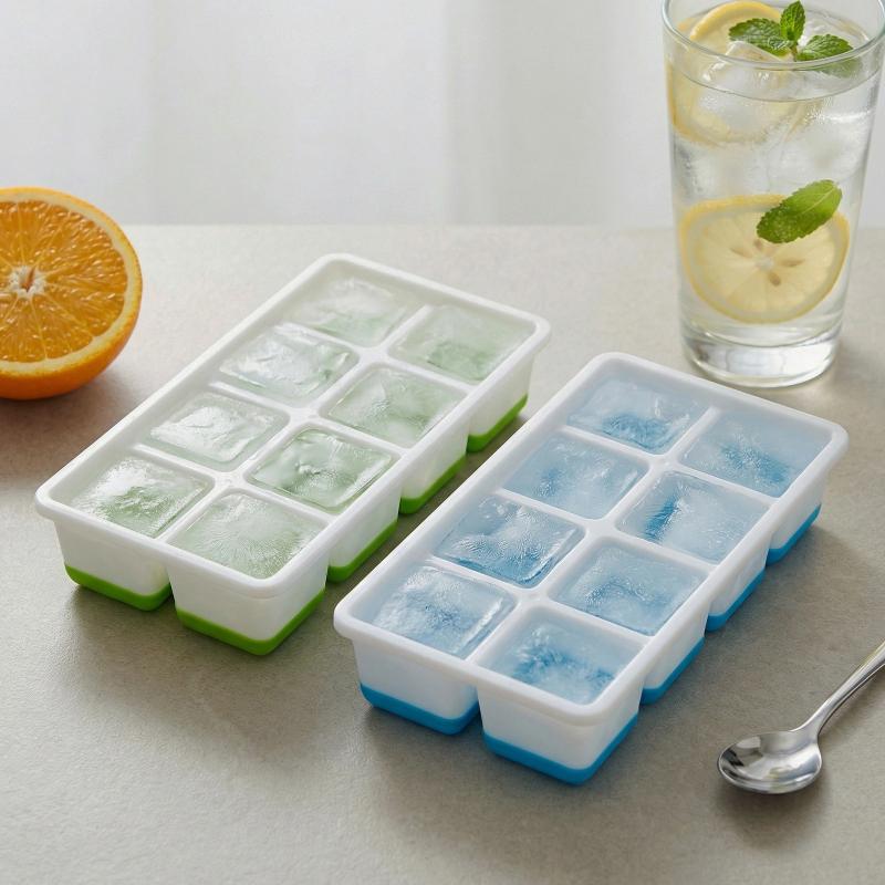 Large Reusable Ice Cube Trays Easy-Release Flexible Ice Cube Molds With Lids Big Square Cubed Ice Trays For Cocktail Coffee