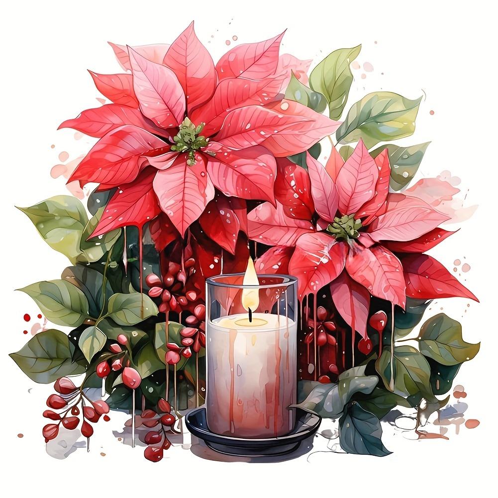 Custom 5D DIY Christmas Decor Diamond Painting Round Drill Candle Flower  Full Acrylic Home Decor Diamond Painting Kit