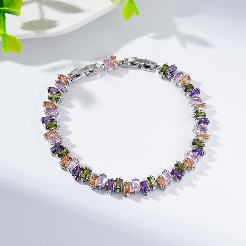 

Браслет Жіночий Циркон Регульований Браслет Ювелірні Вироби Французька Мідь Інкрустований Цирконом Браслет Length 17.5 + 3 cm різнокольоровий