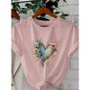 Love Bouquet Woven Pattern Round Neck T-shirt for Women Summer Breathable and Comfortable Fabric