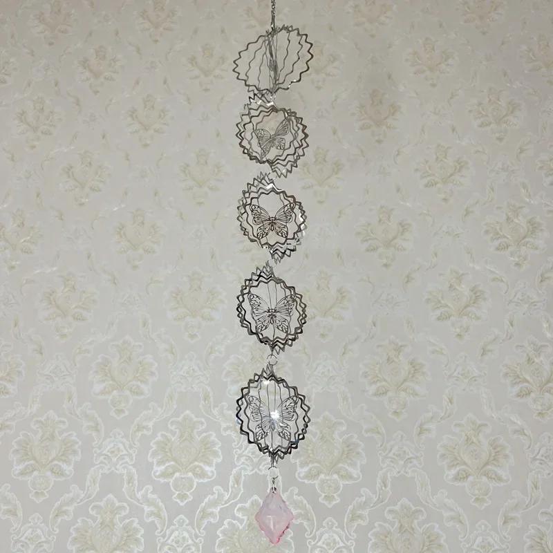 Wind Spinner Mandala Ornament 3D Sliver Metal Geometric Pattern Hanging Chimes Spinners Kinetic Outdoor Garden Yard Indoor Décor