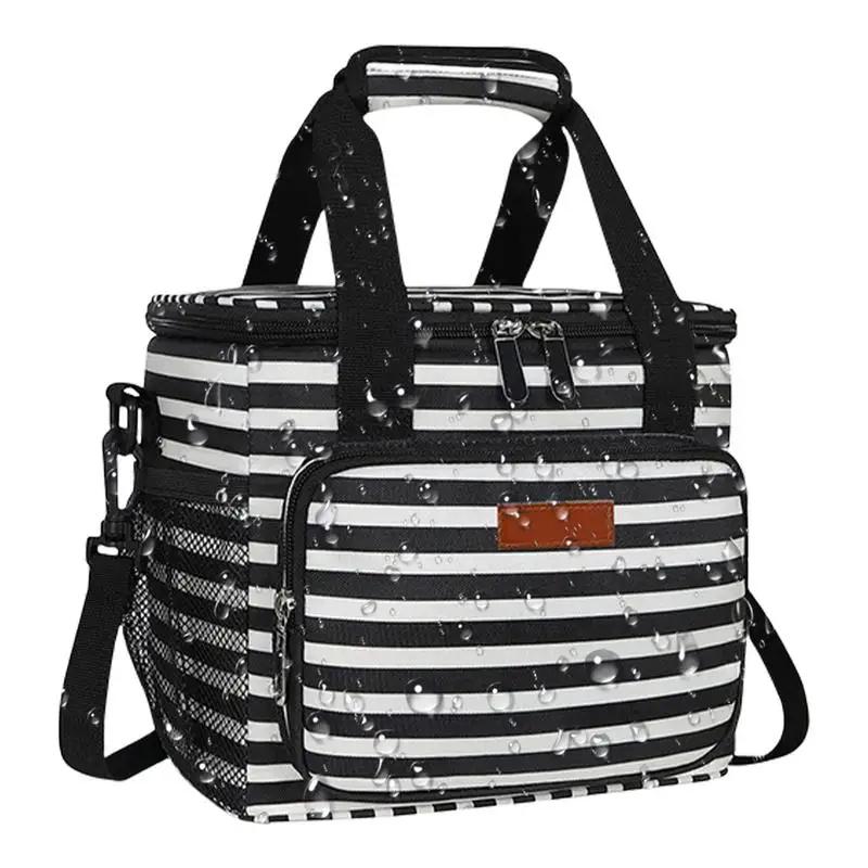 15L Large Oxford Cloth Thermal Insulated Lunch Bag Box For Women Portable Cross-Body Food Pouch Adult Cooler Cooling Tote Bag