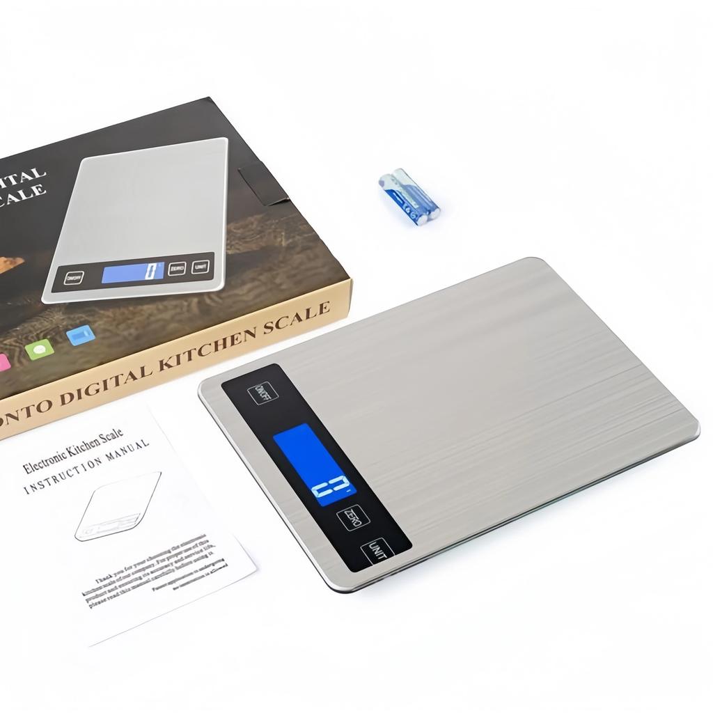 Stainless Steel Kitchen Scale,Greater Goods Gray Food Scale,Digital Display Show Weight in G/KG/LB OZ/ML/FL.OZ for Cake Baking