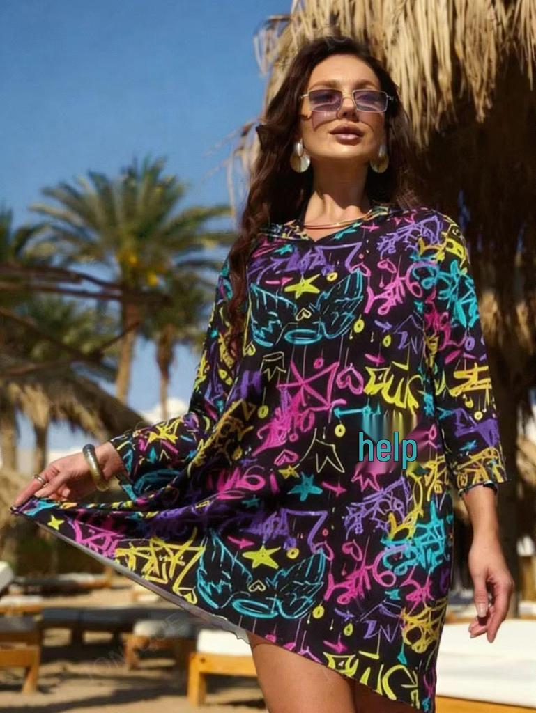 Copricostume da Spiaggia in Rete Protezione Solare Europeo e Americano - Copricostume Costume da Bagno Intero a Sette Maniche