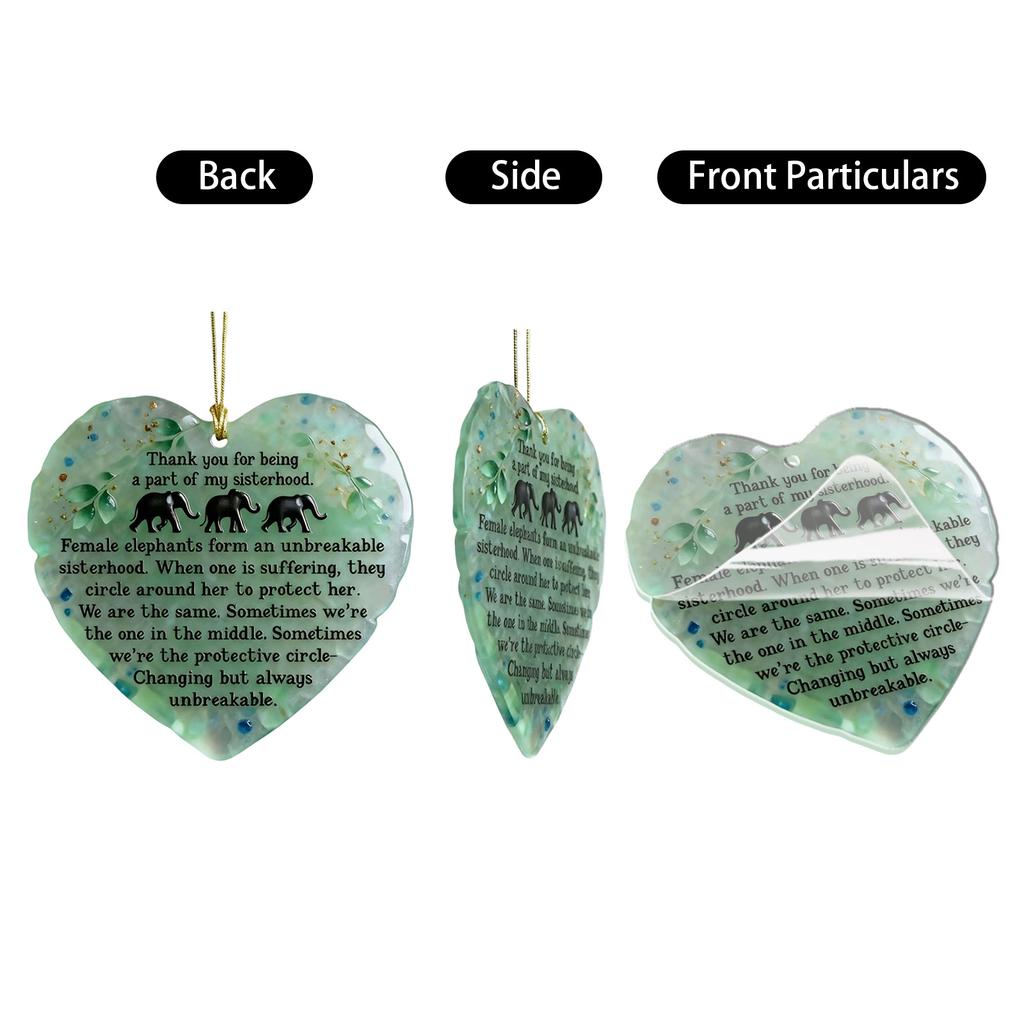 Heartfelt Elephant Keepsake - Ceramic Heart Ornament, Friendship Gift • Elephant Ornament