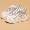 Round-toed White Shoes, Women's Spring and Summer Solid Color Students, Height-increasing Casual Shoes, Slimming Lace-up Sneakers