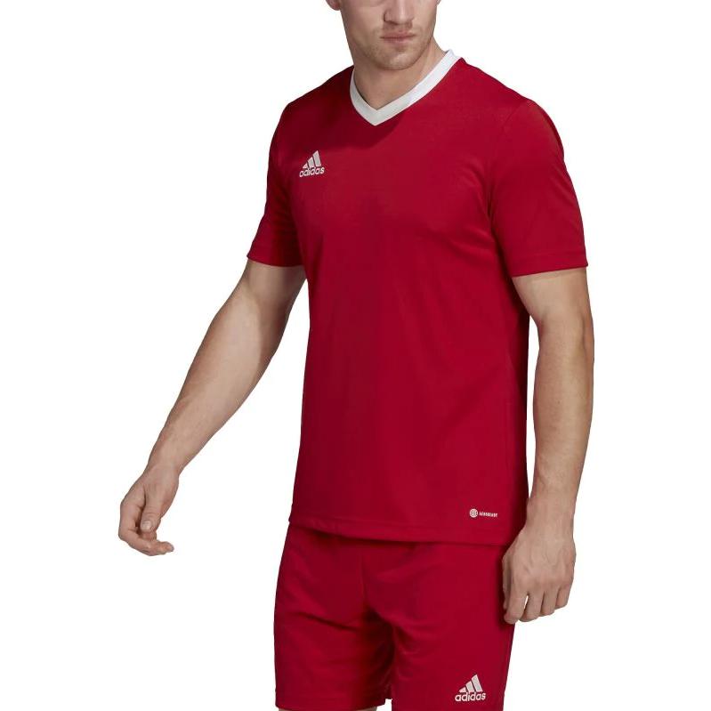 adidas T Shirts Men's Red V Neck Moderate Straight Fit H61736
