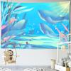 Japanese Whale Illustration Tapestry Wall Hanging Girl Sea Dragon Fish Bohemian Hippie Kawaii Carpet Children's Room Decor