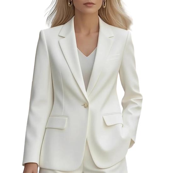 Høsttekstur Dressjakke Revers Langermet Enkelknapp Dressjakke med klafflommer Ensfarget Business Yttertøy