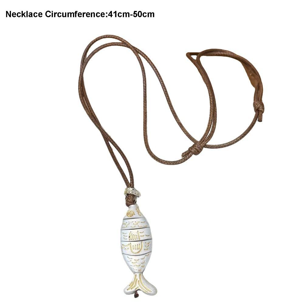 Verstellbare Fisch-Anhänger-Halskette Lederband Boho-Halskette Schmuckzubehör