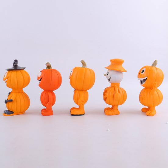 Statuetta Uomo Zucca Decorazione Zucca di Halloween Resina Scultura Zucca Spettrale per Decorazione da Tavolo da Interno Esterno Mensola