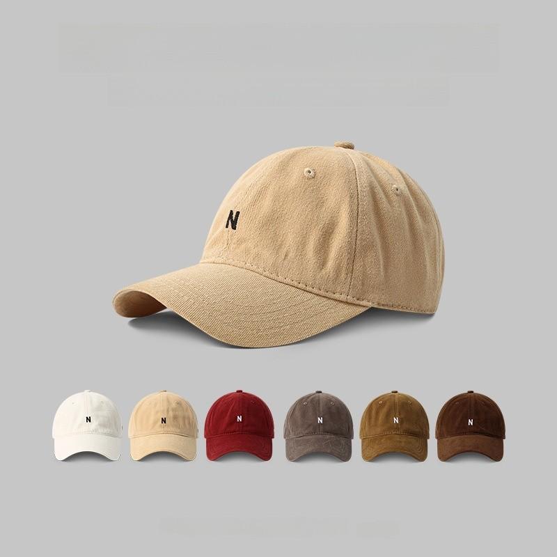 Berretto da baseball casual in cotone con visiera larga e ricamo di lettere per uomo e donna