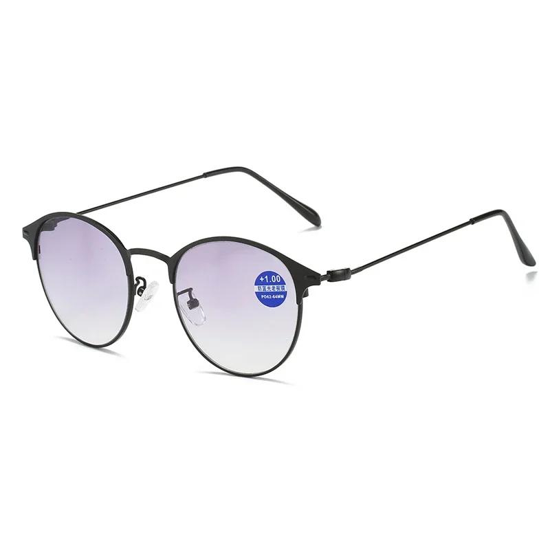 

Бифокальные очки для чтения с блокировкой синего света для мужчин и женщин, круглая оправа, для близи и дали, пресбиопия, трендовая новая мода, очки для дальнозоркости 4