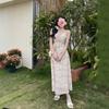 French light pink spaghetti strap floral dress for women, 2026 fashionable new vacation-style versatile long dress