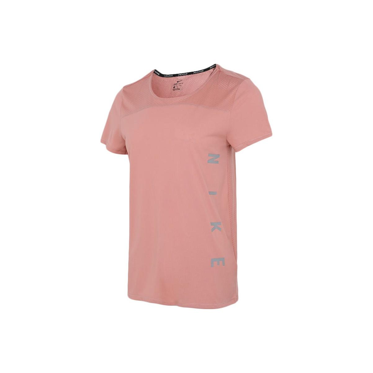 

Nike Dri-Fit Светоотражающий логотип с принтом Быстросохнущая дышащая спортивная футболка с короткими рукавами Женские топы Розовые DA1247-685 M
