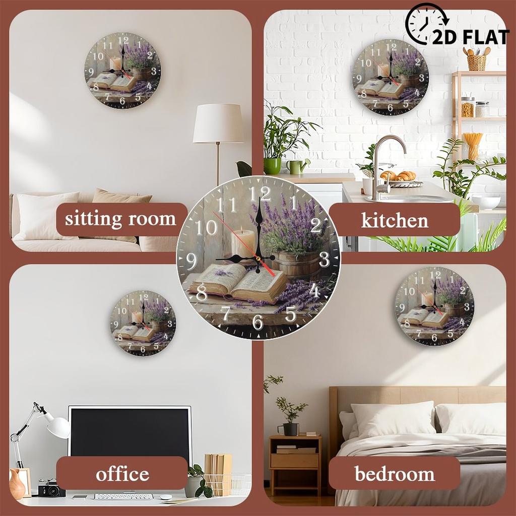 Custom Wood Wall Clock 25cm Round with Geometric Patterns