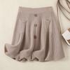 Women's Plus Size Korean Style High-Waisted Elastic Knit A-Line Short Skirt - Slimming Design with Textured Finish