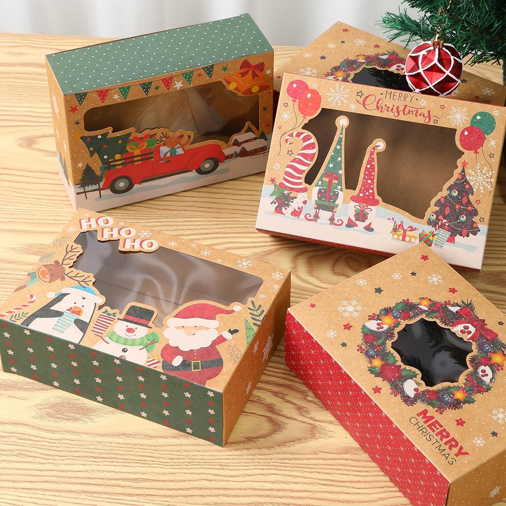 Christmas Candy Box Dessert Box Cake Box Window Cookie Box Gingerbread Box Merry Christmas Decoration for Home 2025 Navidad