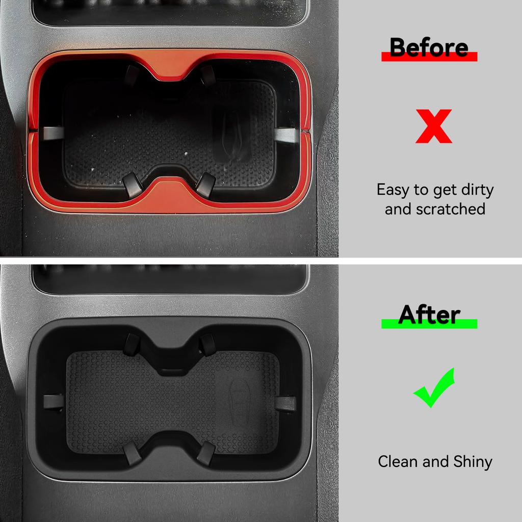 LUCKEASY for BYD Shark 6 2025+Center Console Cup Holder Shock-Absorbing Storage Tray TPE Car Accessories Black