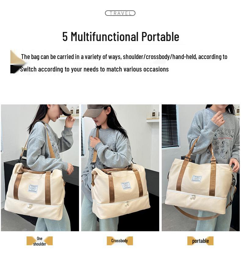 Portable Travel Bag with Large Capacity, Shoe Compartment, and Wet/Dry Separation for Swimming and Fitness