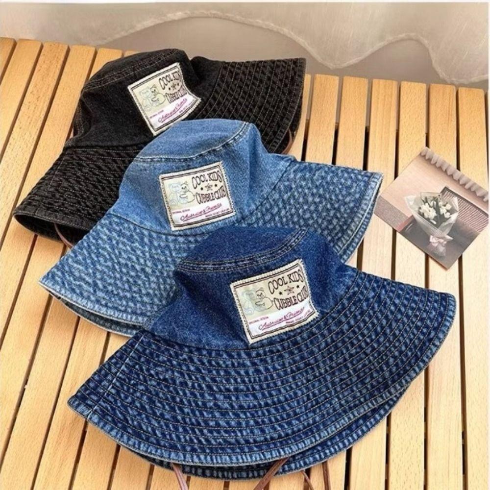 Wide Wings Denim Bucket Hat Big Brimmed Sunscreen Hat Casual Jeans Fisherman Hat  Women