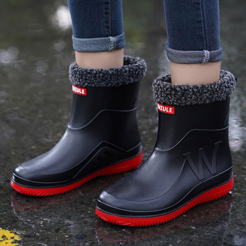 Modische Regenstiefel in Mittelrohr-Form, große Größe, für Männer und Frauen, Regenstiefel für die Küche, Arbeit, Angeln, Autowaschanlage, Wasserschuhe, Gummiüberschuhe