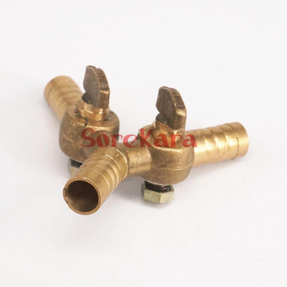 8mm 10mm Slang Tuit Y 3-Weg Messing Afsluiter Gasafsluiter Voor Brandstof Lucht Gas