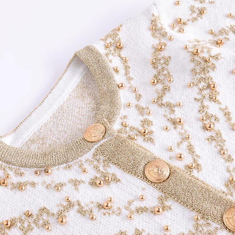 Autumn Winter Sweater Cardigans Women Single Breasted Luxury Beading Striped Casual Knitwear Traf Tops Mujer New In C-187