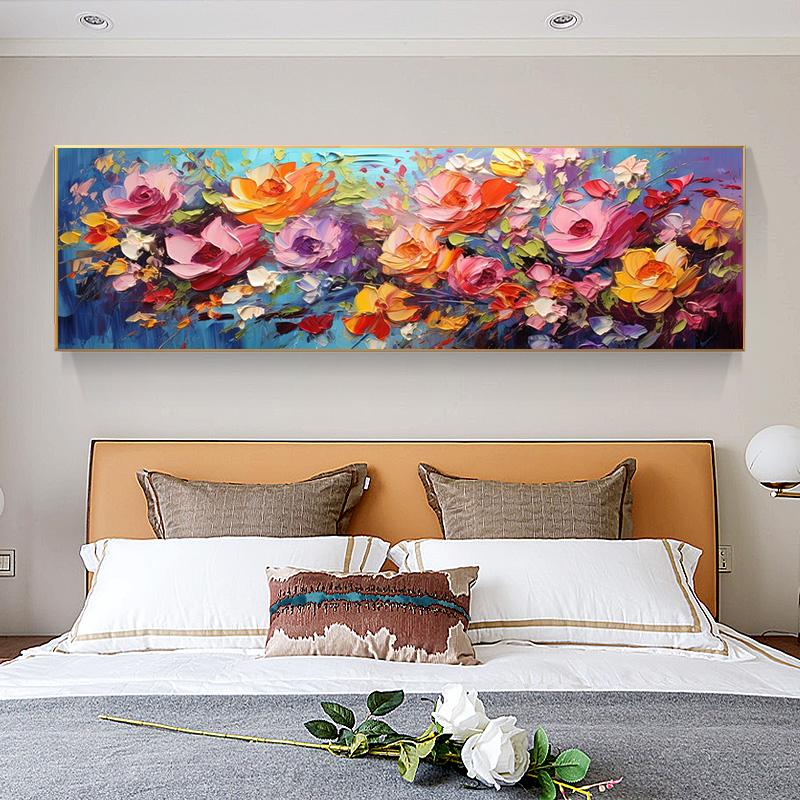 Abstract Beautiful Flowers Garden Canvas Painting Wall Art Colorful Red Rose Poppy Posters and Prints for Living Room Wall Decor