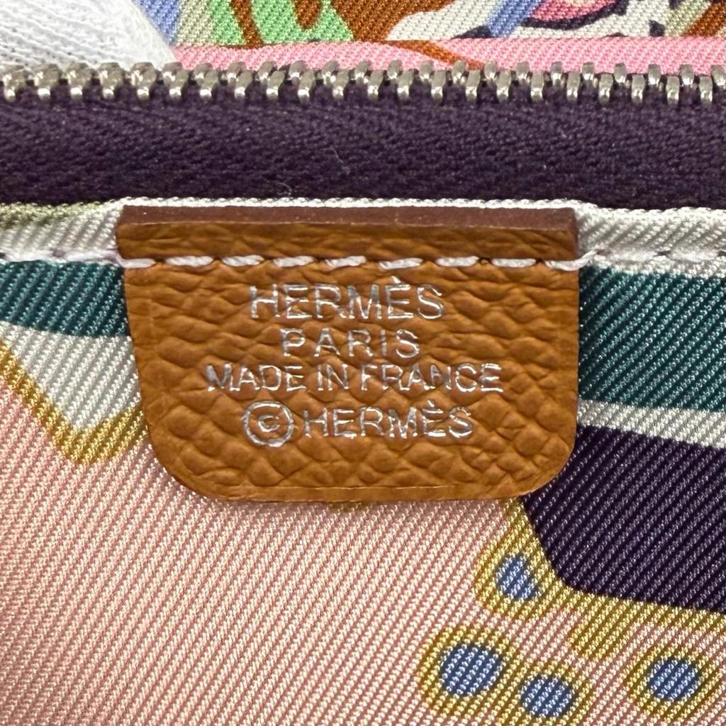 Portamonete HERMES impeccabile Azap compatto in seta con cerniera perimetrale in pelle Epsom da donna Usato