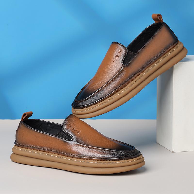 2025 direct supply men's shoes autumn new casual leather shoes men's leather one-pedal soft-soled versatile loafers