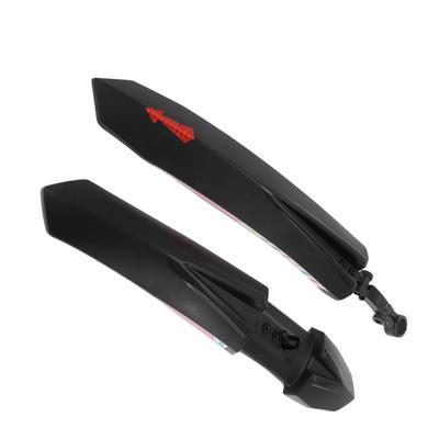 BULLSPANN Bicycle Fenders for Mountain Bikes 20-26 Inch, Adjustable Height with Reflective Tape, Front and Rear Set, Black with Reflective Tape