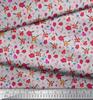 Soimoi Japan Crepe Satin Fabric Berries,Leaves & Floral Artistic Print Fabric by the Metre 42 Inch