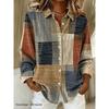 Camicia da Donna Stampata a Maniche Lunghe Moda Revers Casual Quotidiana Top da Donna