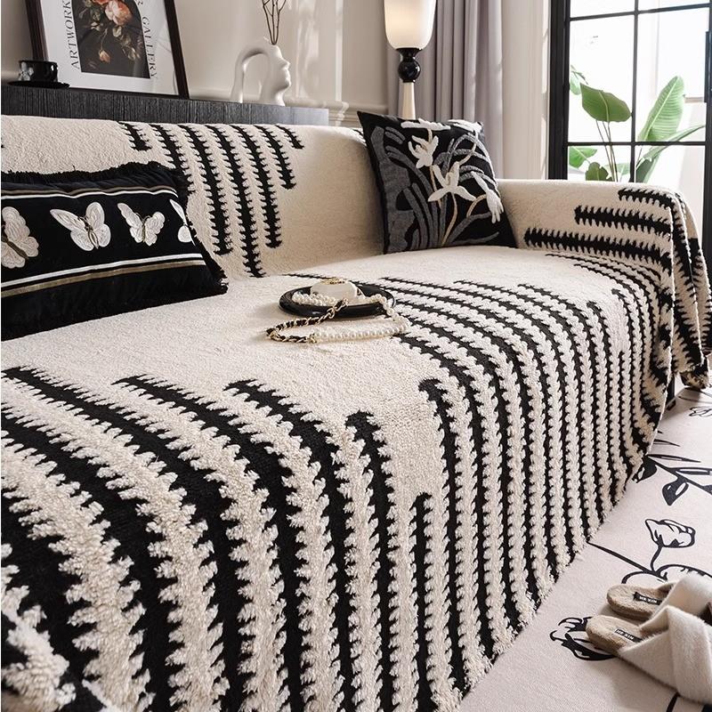 Simple Fashion Sofa Towel Mat Thicken Plush Non-slip All-inclusive Corner Seat Cover Winter Warm Couch Cushion for Living Room