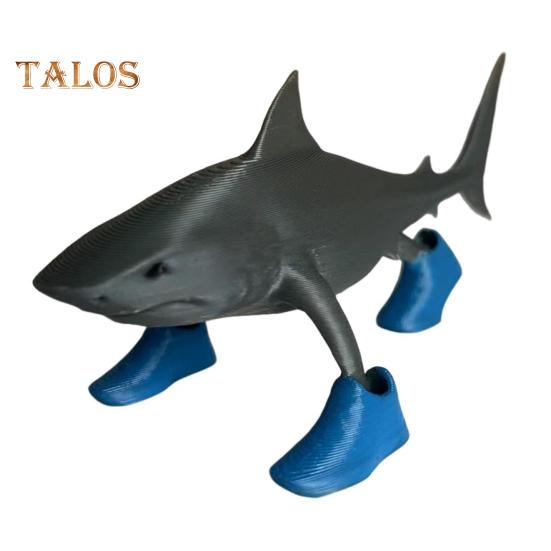 

3D-печатная фигурка акулы в синих туфлях, статуя акулы, скульптура морского животного, украшение для домашнего офиса, рабочего стола, орнамент серый