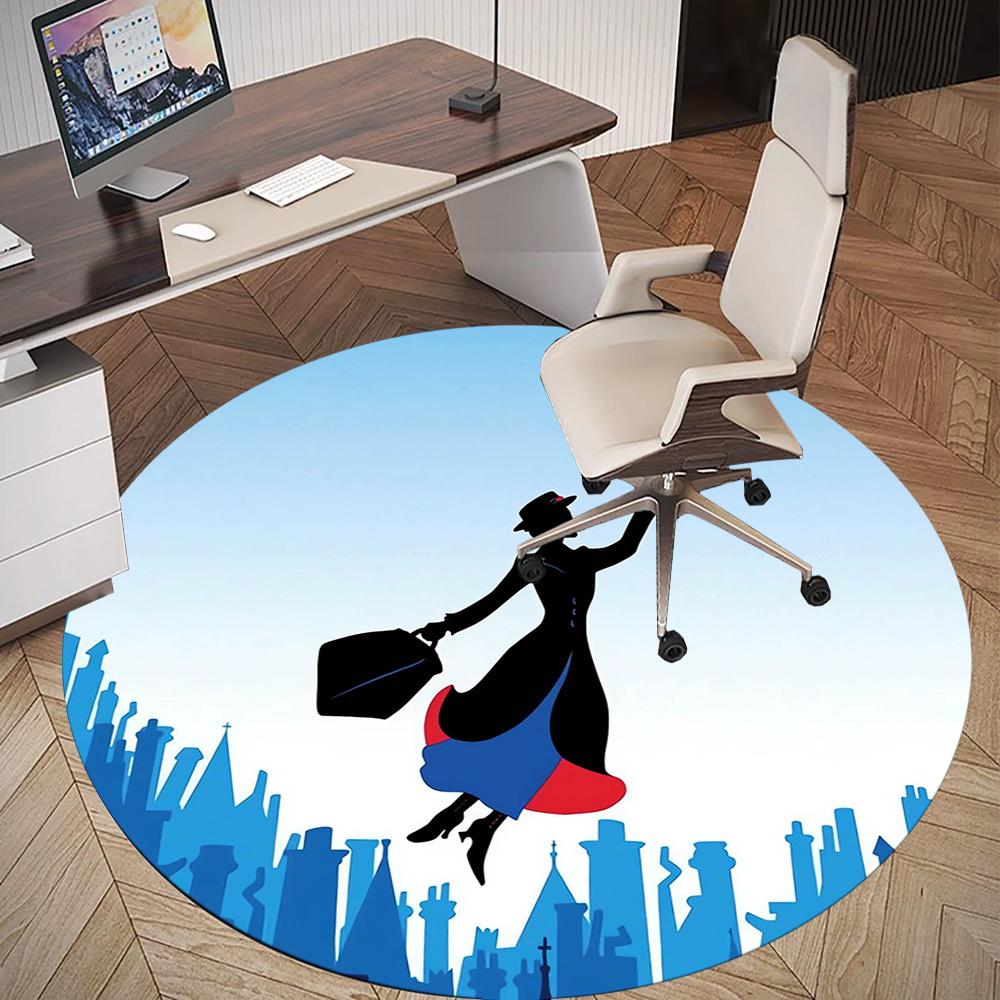 1pc Mary Poppins, Umbrella Round Chair Mat Area Rug - Non-Slip, Floor Mat for Office, Bedroom, Home Decor Christmas Gift P0811143