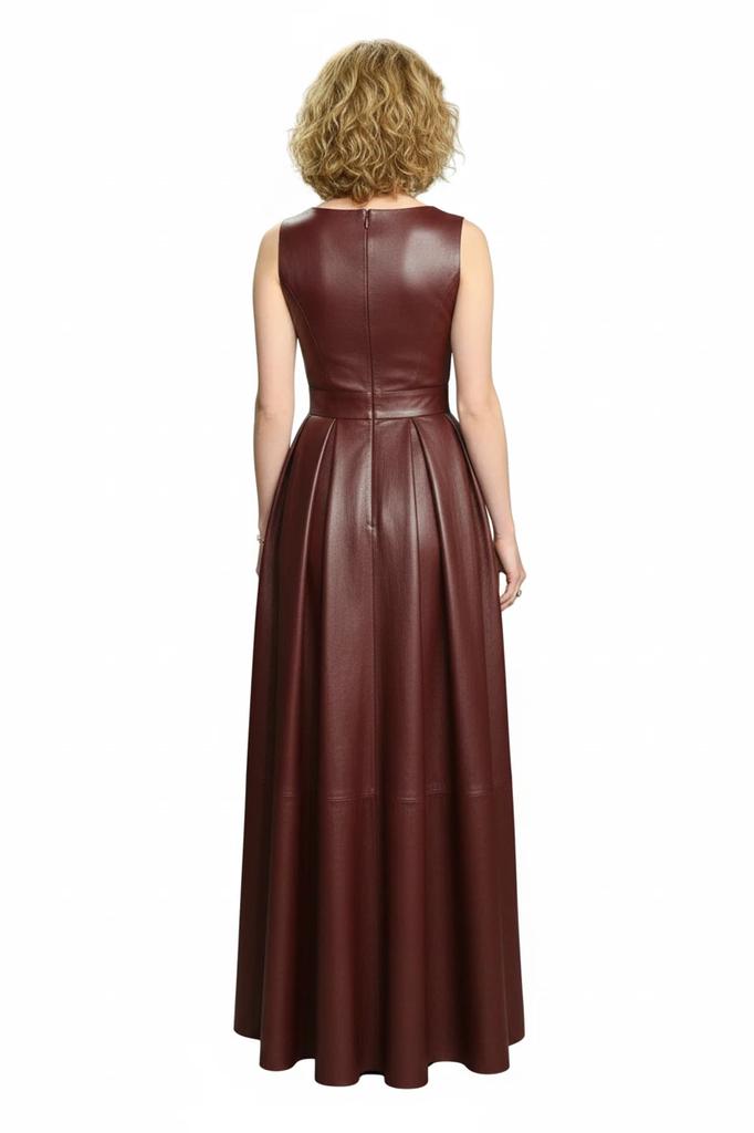 Casual Maroon Club New Women's Genuine Fit Leather Dress Handmade Stylish Design
