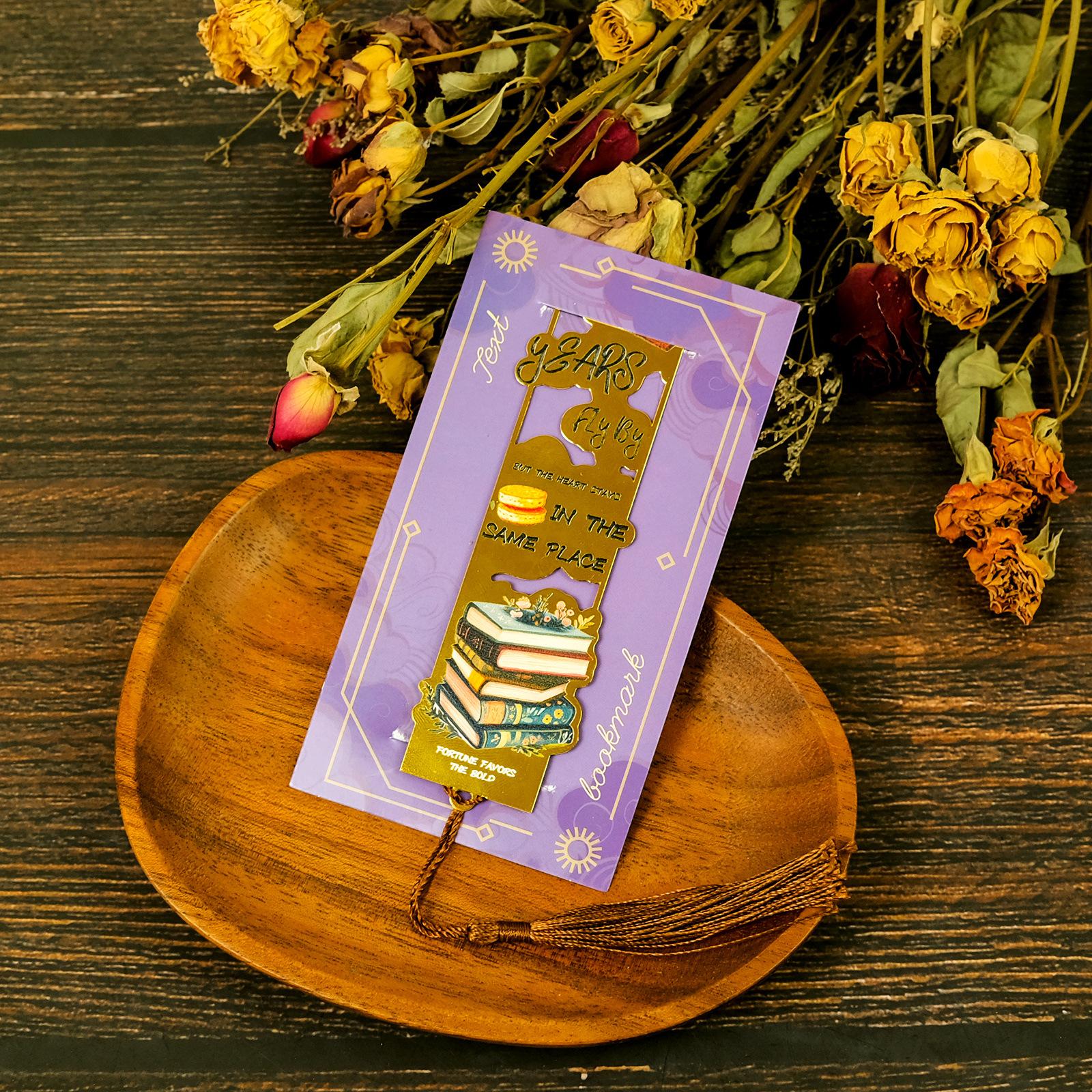

Advanced Texture Metal Bookmark Positive Energy Inspirational Phrase Tassel Bookmarks Reading Book Exquisite Stationery Gifts