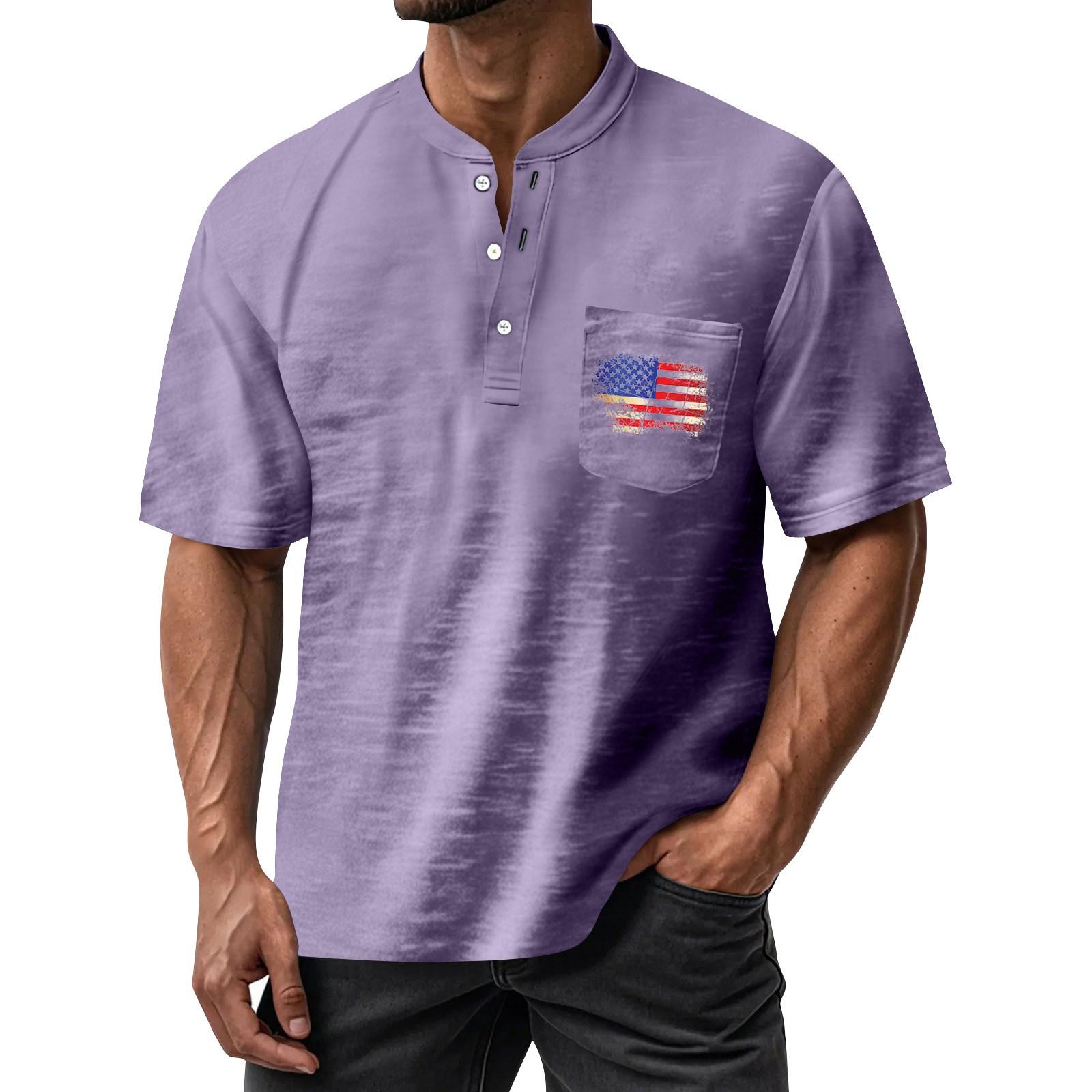 Мужская летняя футболка с круглым вырезом и коротким рукавом с узором ко Дню независимости мужская повседневная рубашка на пуговицах на все случаи жизни XXXL 1813₽