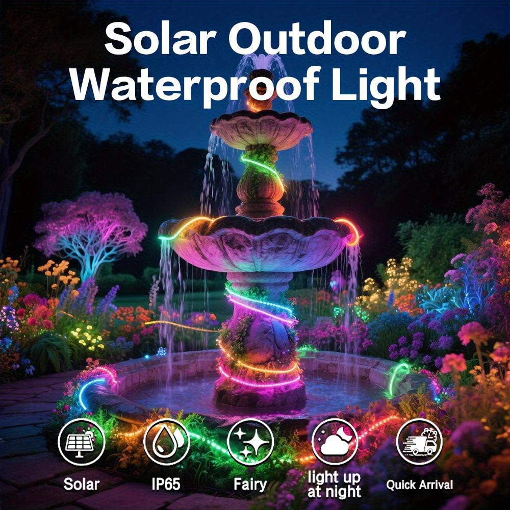 LED-Springbrunnenlicht 12m/472in Solar-Lichterkette Outdoor Solarbetrieben Lichterkette 8 Modi für Baum Garten Party Weihnachten Hochzeit Dekoration